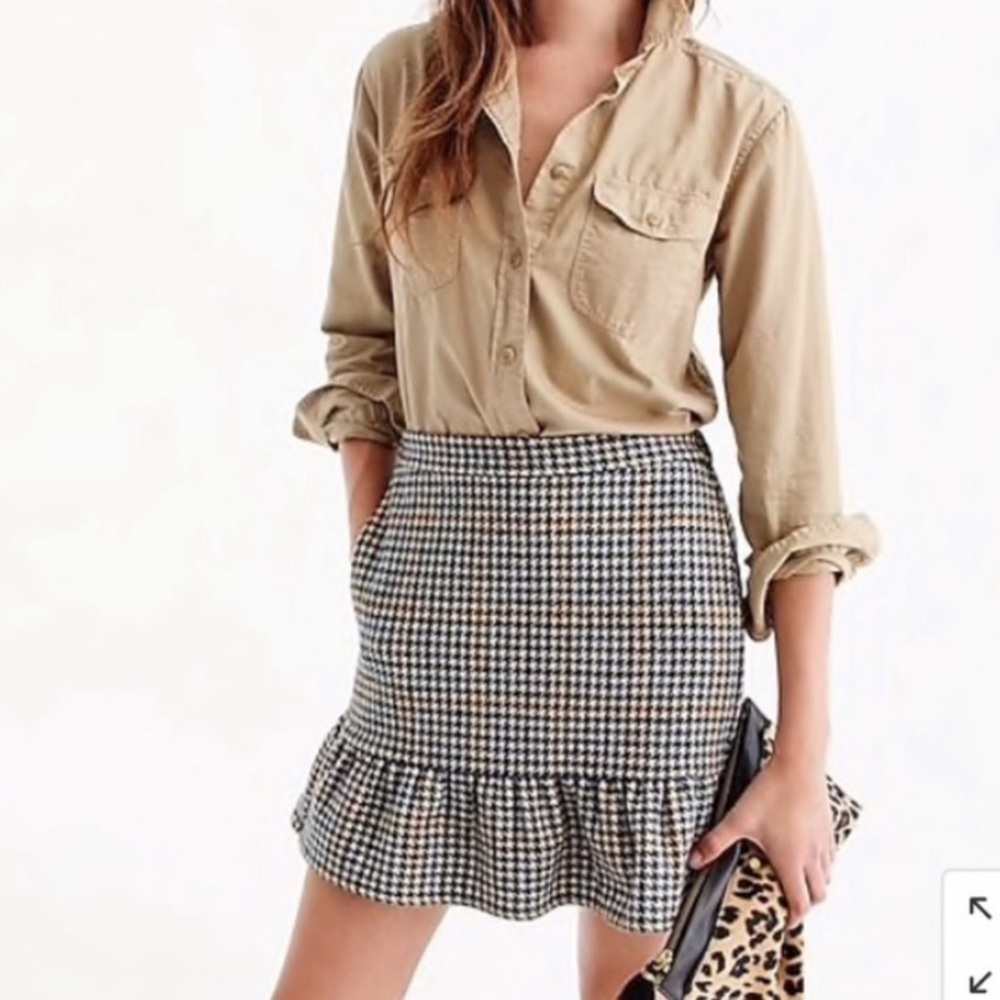 J.Crew Houndstooth Ruffle Skirt